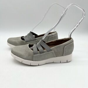 Clarks Daelyn City Slip-On Comfort Shoes Leather Ortholite Stone Women’s Size 7